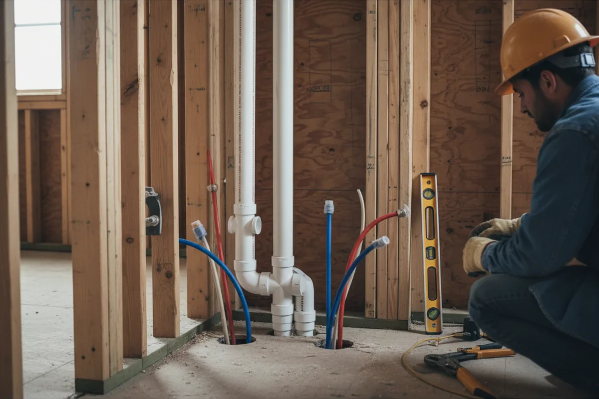 Drain and supply rough-in during Sump Pump Repair in New Baltimore